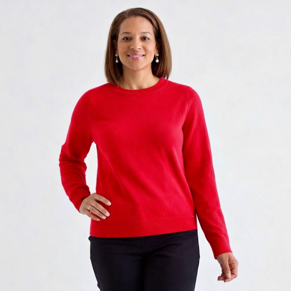J.Crew Women’s Red Merino Wool Crewneck Knit Sweater‎